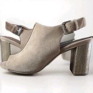 Donald Pliner Suede Slingback Sandals Tan Block Heel Women’s 9M